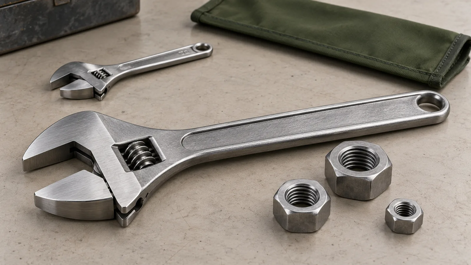 Walang tatak na adjustable na wrench na may mga bahagi ng pagbubukas ng panga at head-clearance